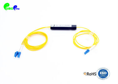 1×2 Fiber Coupler Splitter LC UPC SM Connector With Yellow Color Wide Operating Temperature And Wavelength
